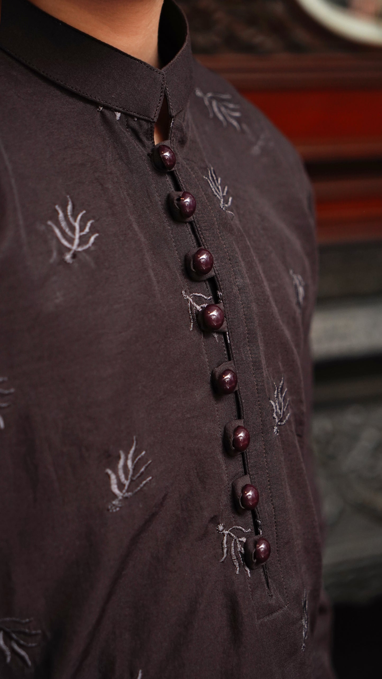 CHOCOLATE BROWN EMBROIDED KID'S KURTA