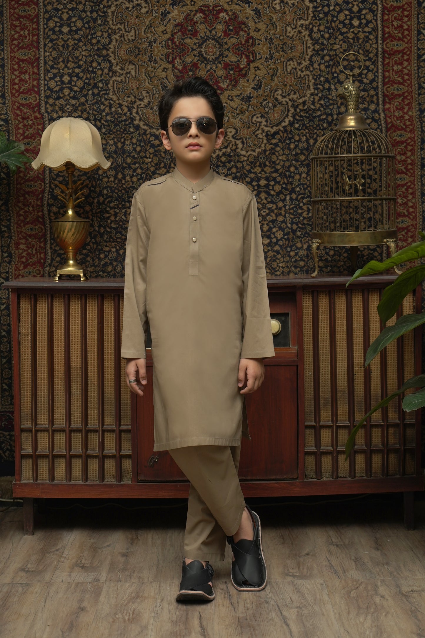 BROWN COTTON KID'S SHALWAR KAMEEZ