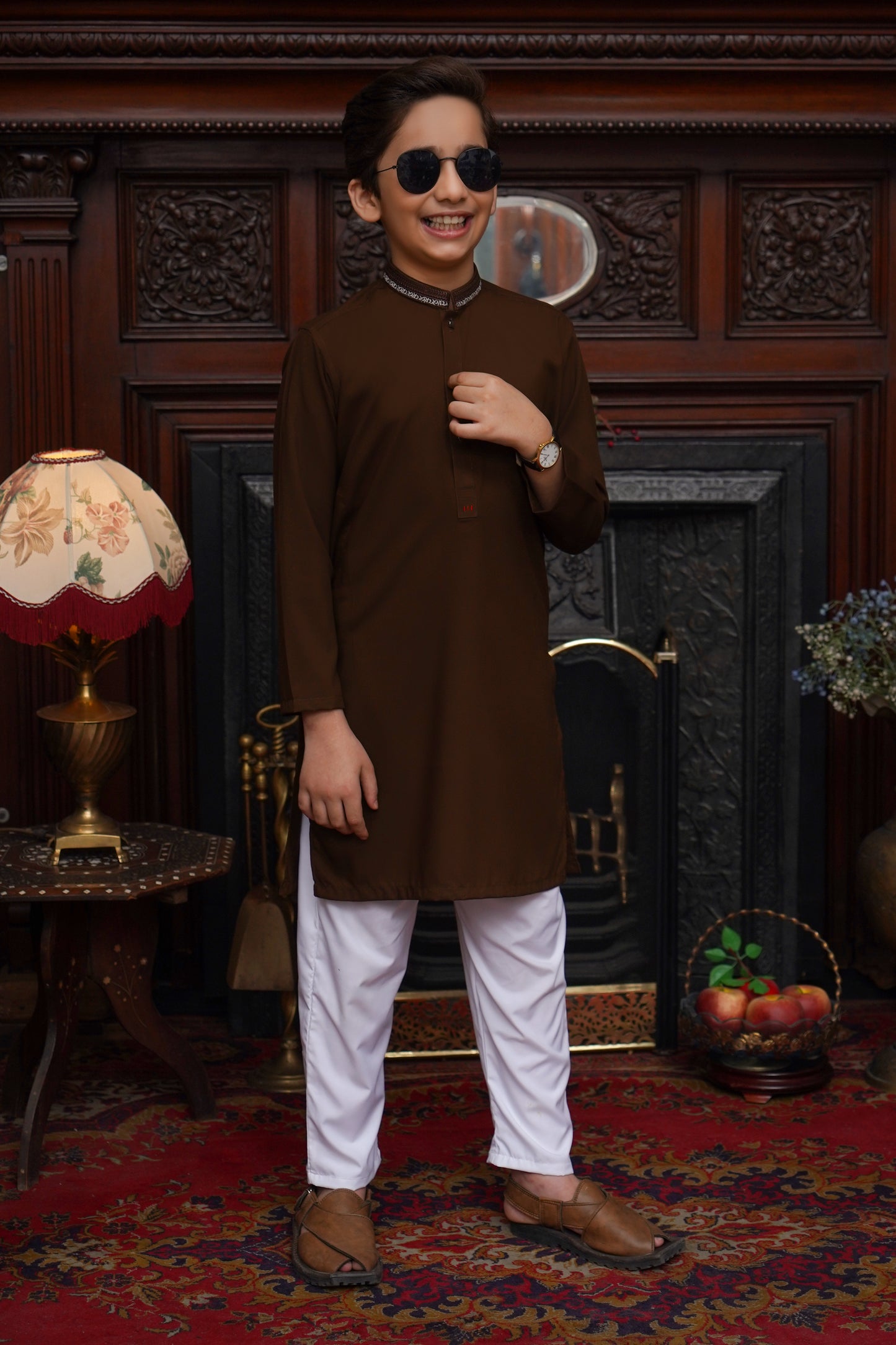 BROWN KID'S WASH & WEAR KURTA