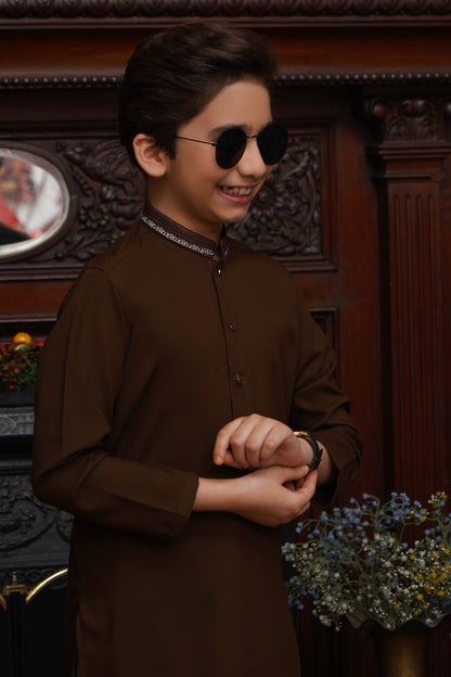 BROWN KID'S WASH & WEAR KURTA