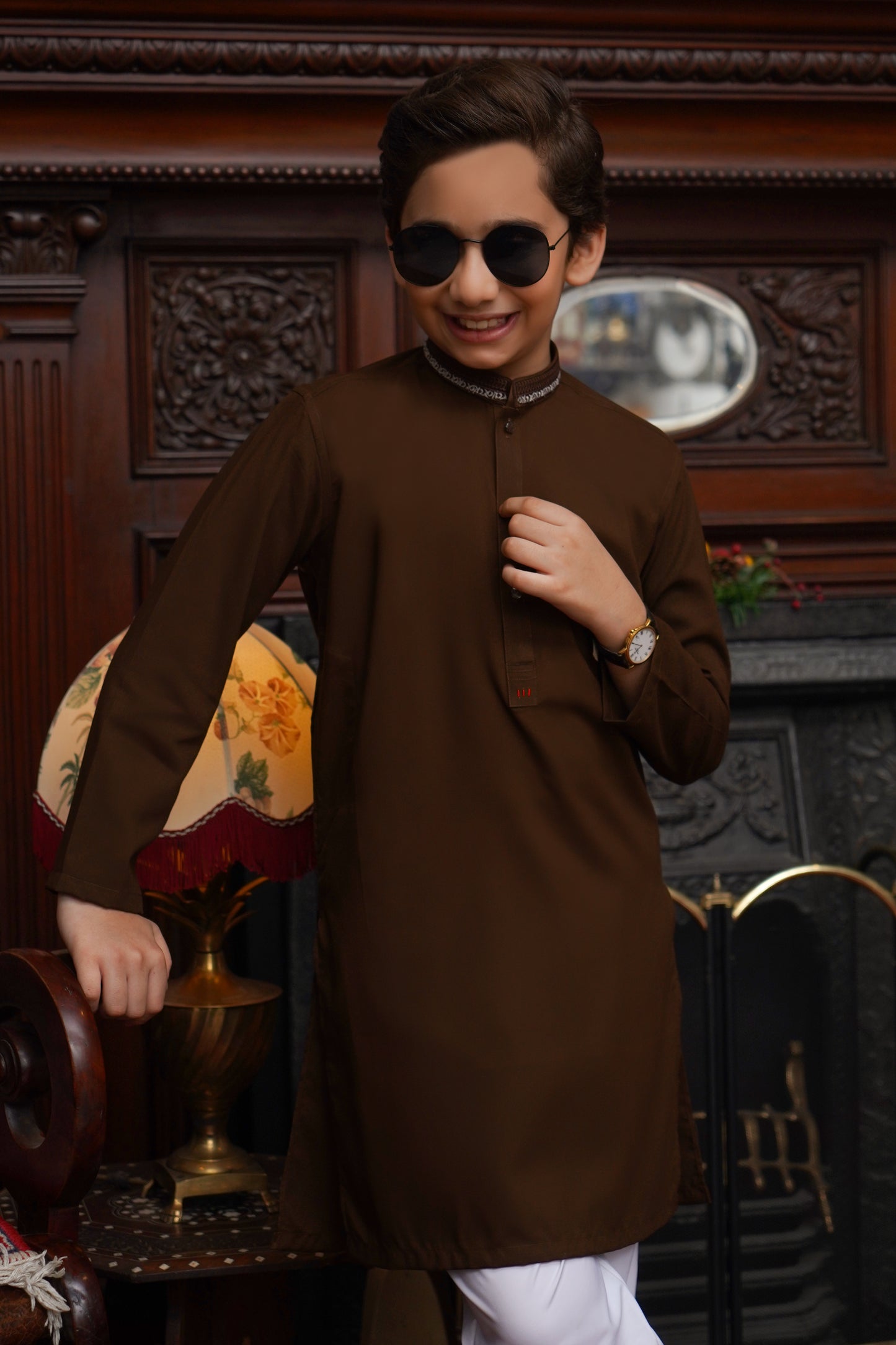 BROWN KID'S WASH & WEAR KURTA