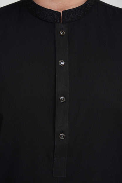 JET BLACK KID'S WASH & WEAR KURTA