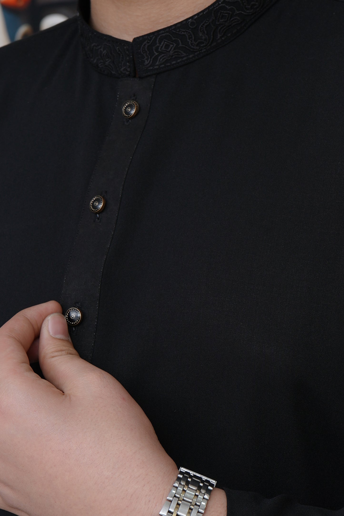 JET BLACK KID'S WASH & WEAR KURTA