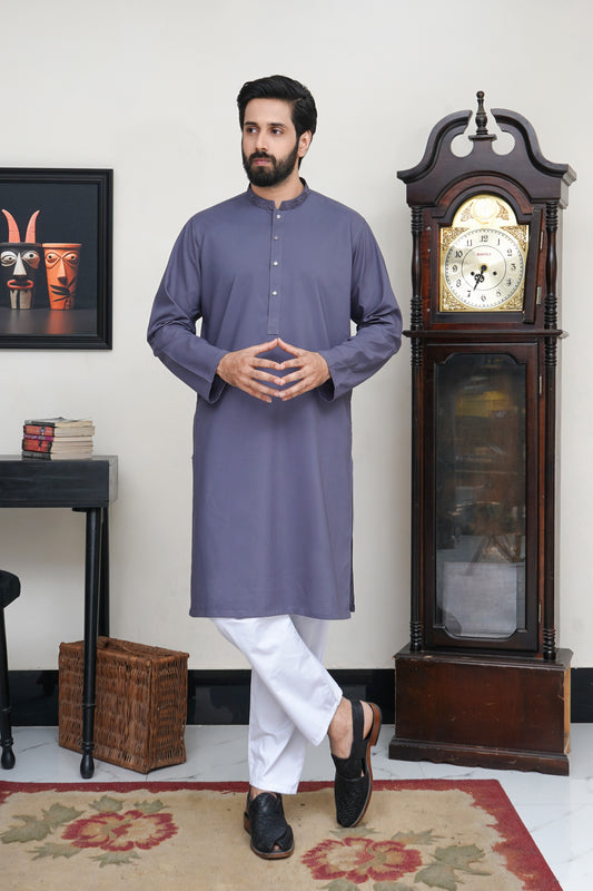 GREY MEN'S WASH & WEAR KURTA