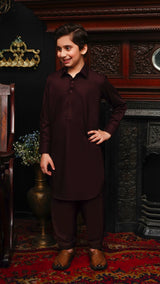 MAROON COLLAR WASCHBARE KINDER-SHALWAR KAMEEZ