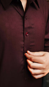 MAROON COLLAR WASCHBARE KINDER-SHALWAR KAMEEZ