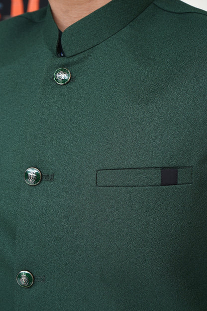 GREEN JAMAWAR KID'S WAIST COAT