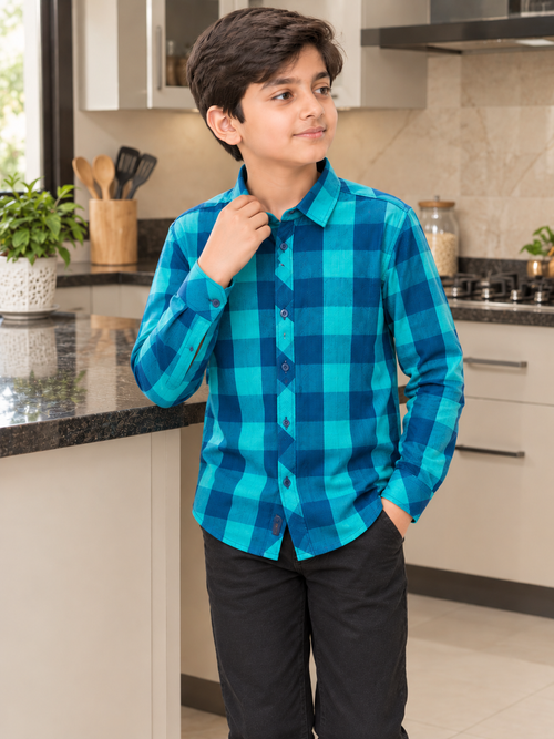 KID'S  ROYAL BLUE CHECK CASUAL SHIRT