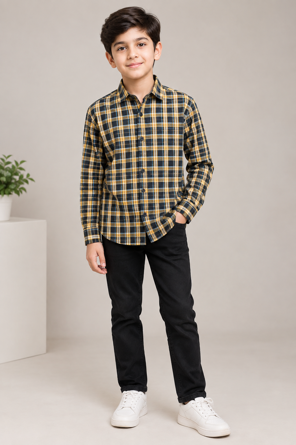 KID'S  CHECK CASUAL SHIRT