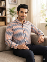 Men's Multi Lining Cotton Casual Shirt - view 3 - maqsood.pk