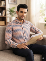 Men's Multi Lining Cotton Casual Shirt - view 2 - maqsood.pk