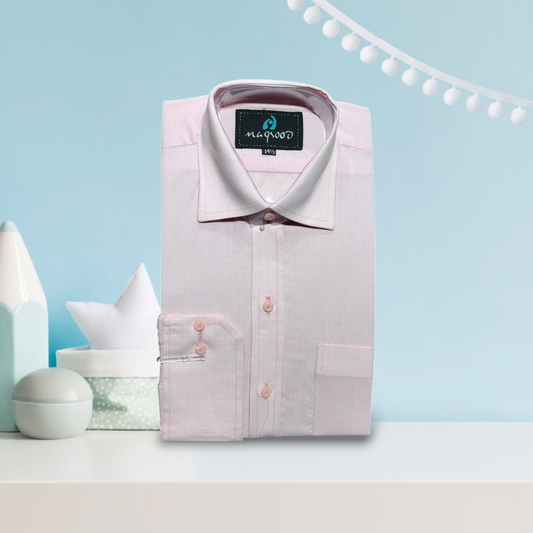 MEN'S BLACK LIGHT PINK SELF CHECK DRESS SHIRT