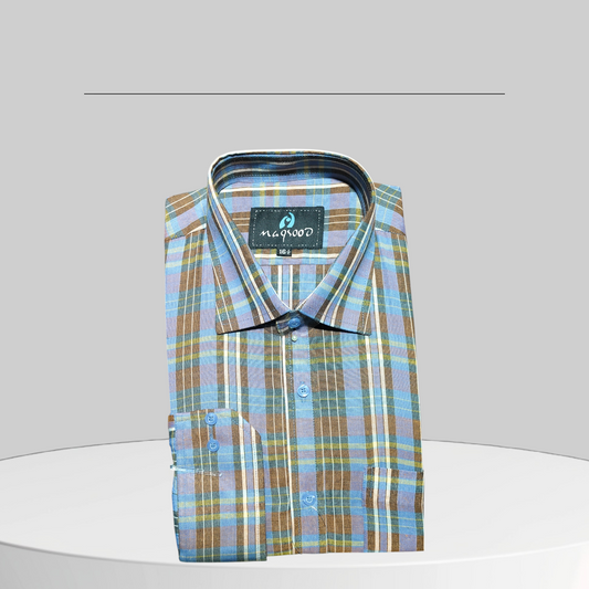 MEN'S MEHNDI CHECK DRESS SHIRT