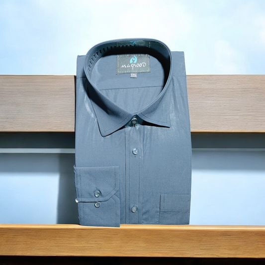 MEN'S CHARCOAL GRAY PLANE DRESS SHIRT