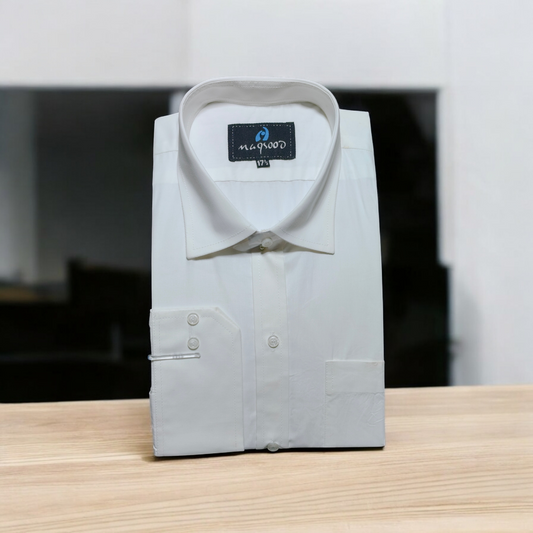 MEN'S WHITE PLANE DRESS SHIRT