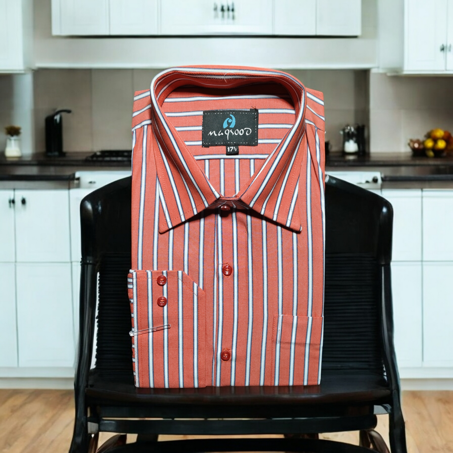 MEN'S SUNSET ORANGE WHITE LINING DRESS SHIRT