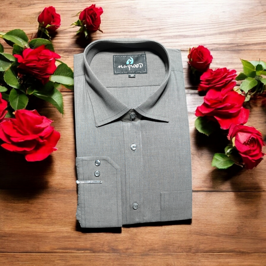 MEN'S CHARCOAL GRAY PLANE SHAMERAY DRESS SHIRT