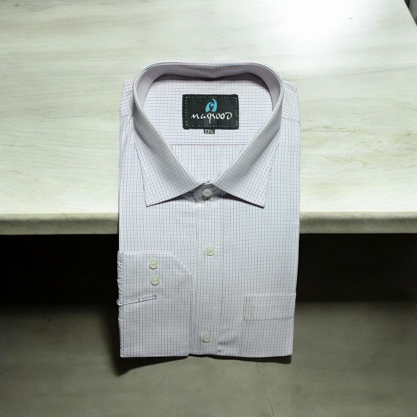 MEN'S RED BLACK WHITE LIGHT CHECK DRESS SHIRT