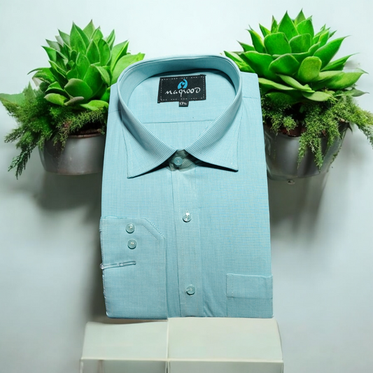 MEN'S MAGIC MINT AND WHITE CHECK DRESS SHIRT