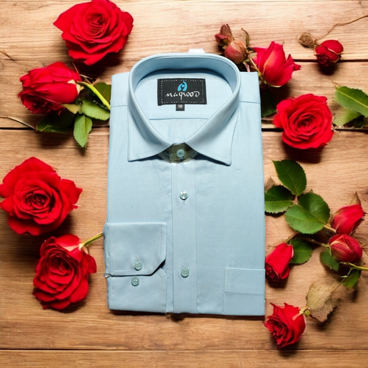 MEN'S LIGHT BLUE PLANE DRESS SHIRT