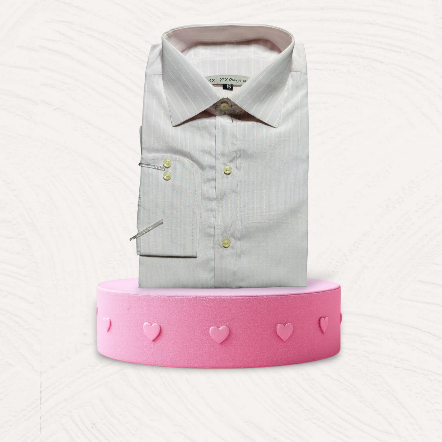 MEN'S PALE PINK AND WHITE LINING DRESS SHIRT