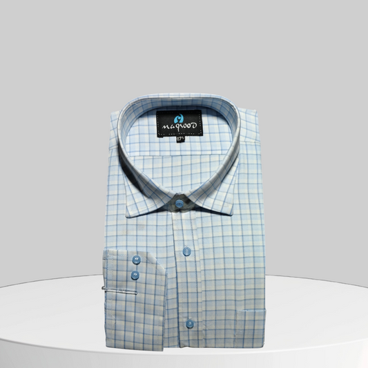 MEN'S GRAY,BLUE AND WHITE DRESS SHIRT