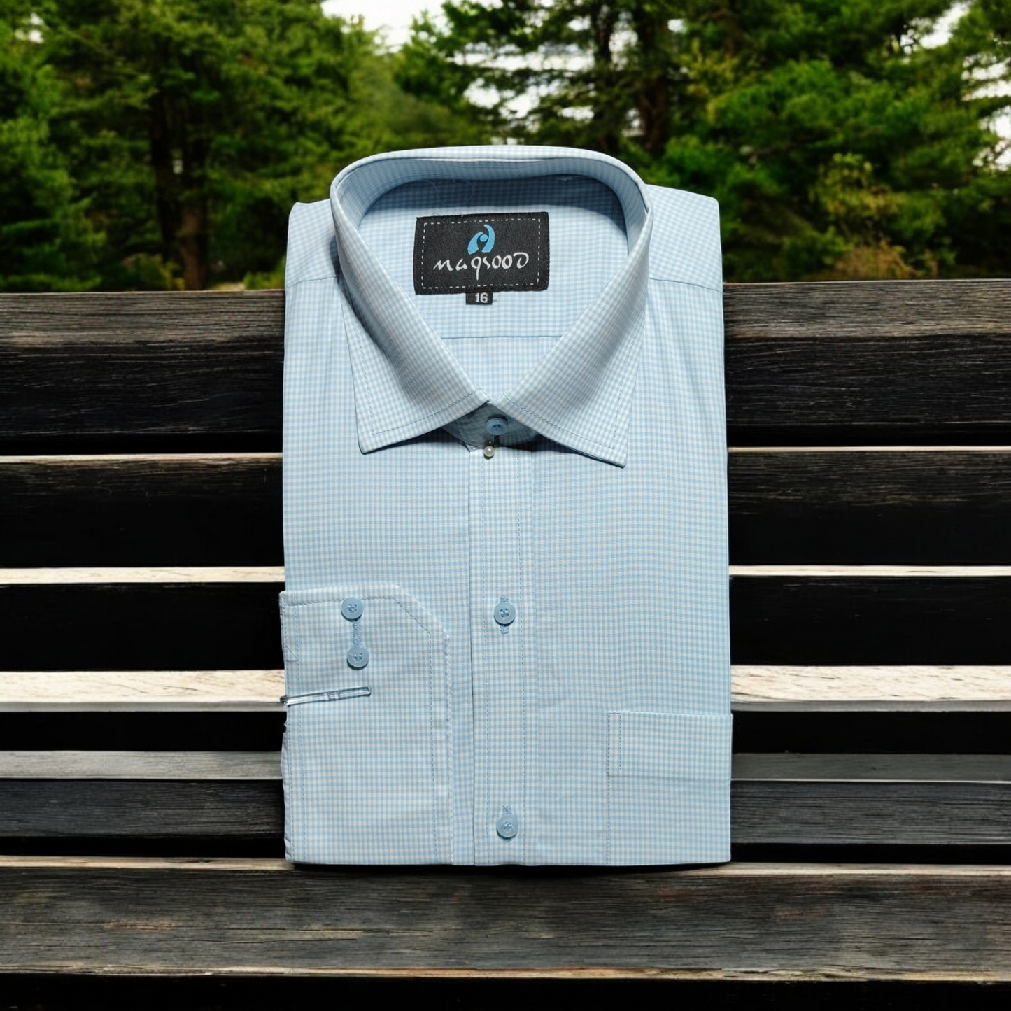 MEN'S BLUE LAGON AND WHITE DRESS SHIRT