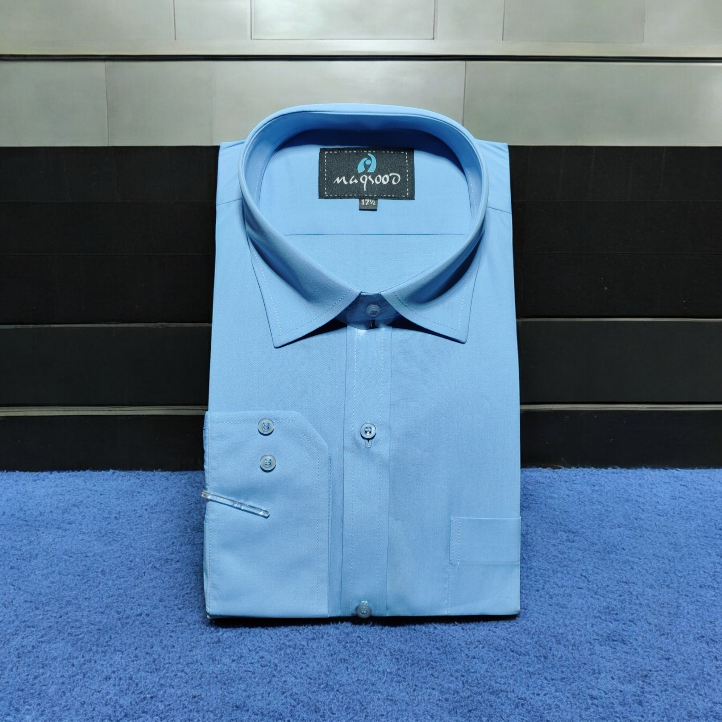 MEN'S MEDIUM SALT BLUE PLANE DRESS SHIRT