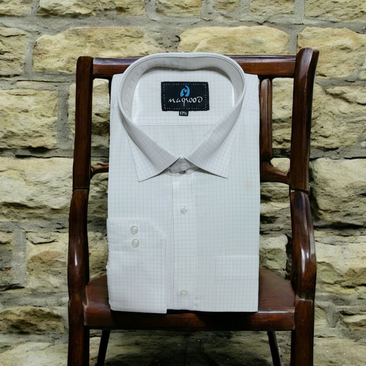 MEN'S BLACK AND GREE WHITE CHECK DRESS SHIRT