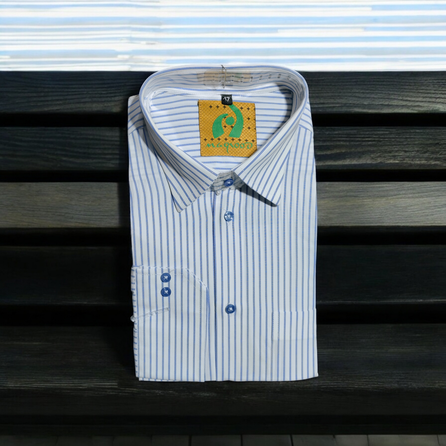 MEN'S CERULEAN BLUE LINING DRESS SHIRT