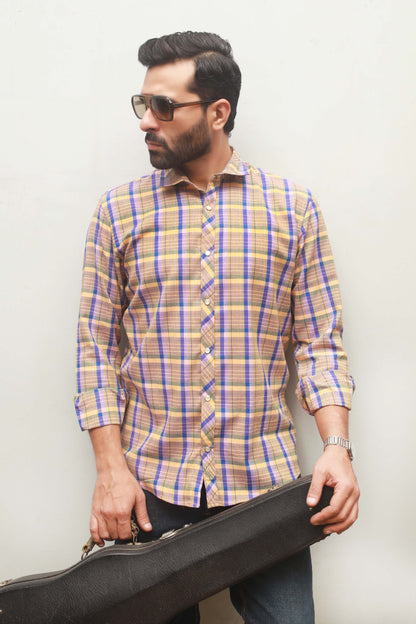 MEN'S CANTALOUPE CHECK CASUAL SHIRT