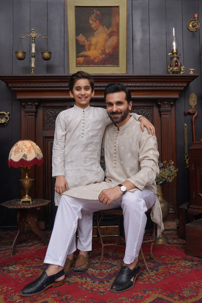 OFF WHITE CHICKEN LINEN MEN'S KURTA