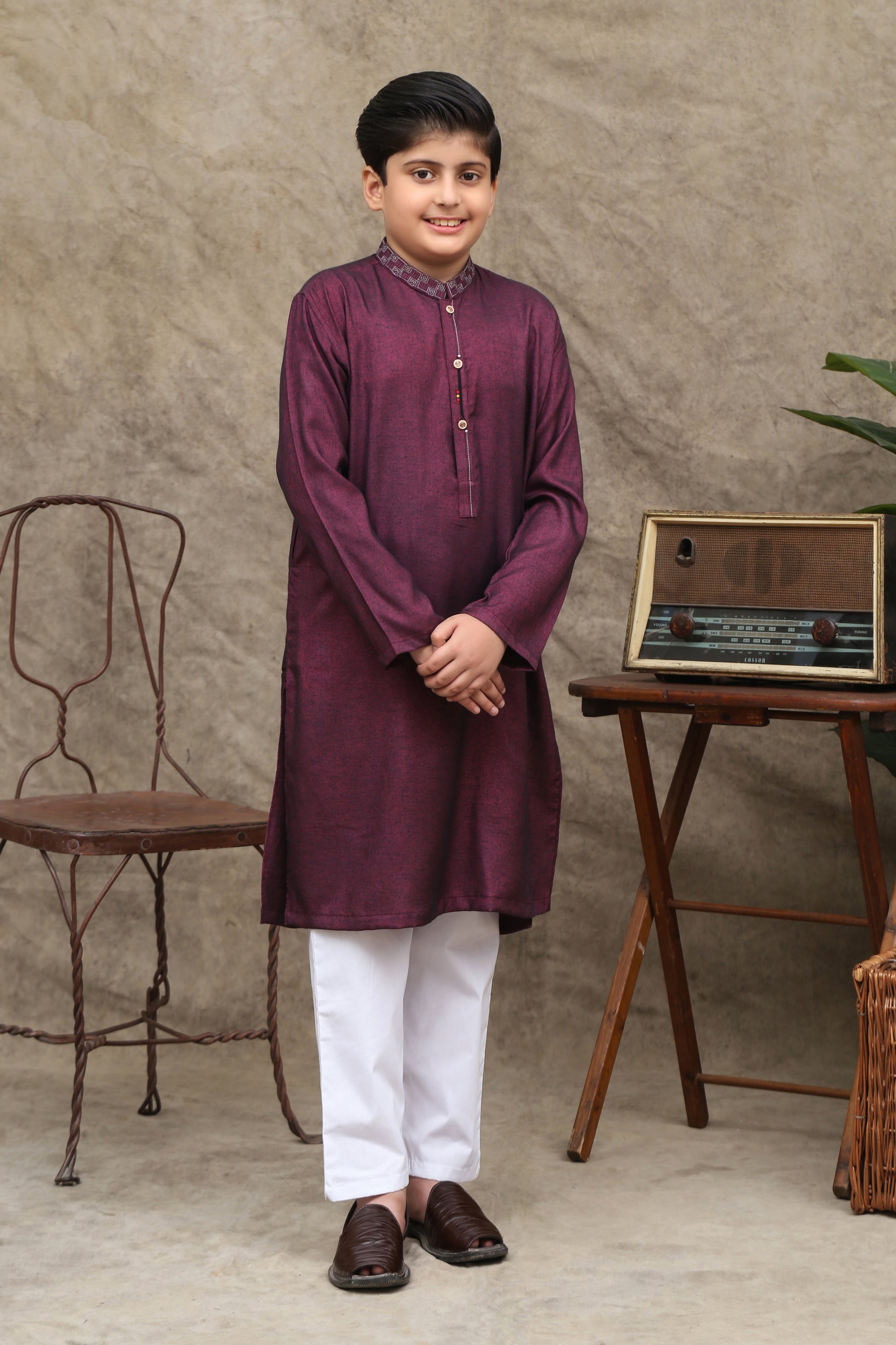 PURPLE  COTTON KURTA  KIDS WEAR - maqsood.pk