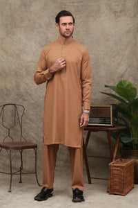 KAMELBRAUNER WASCHBARER HERREN-SHALWAR KAMEEZ