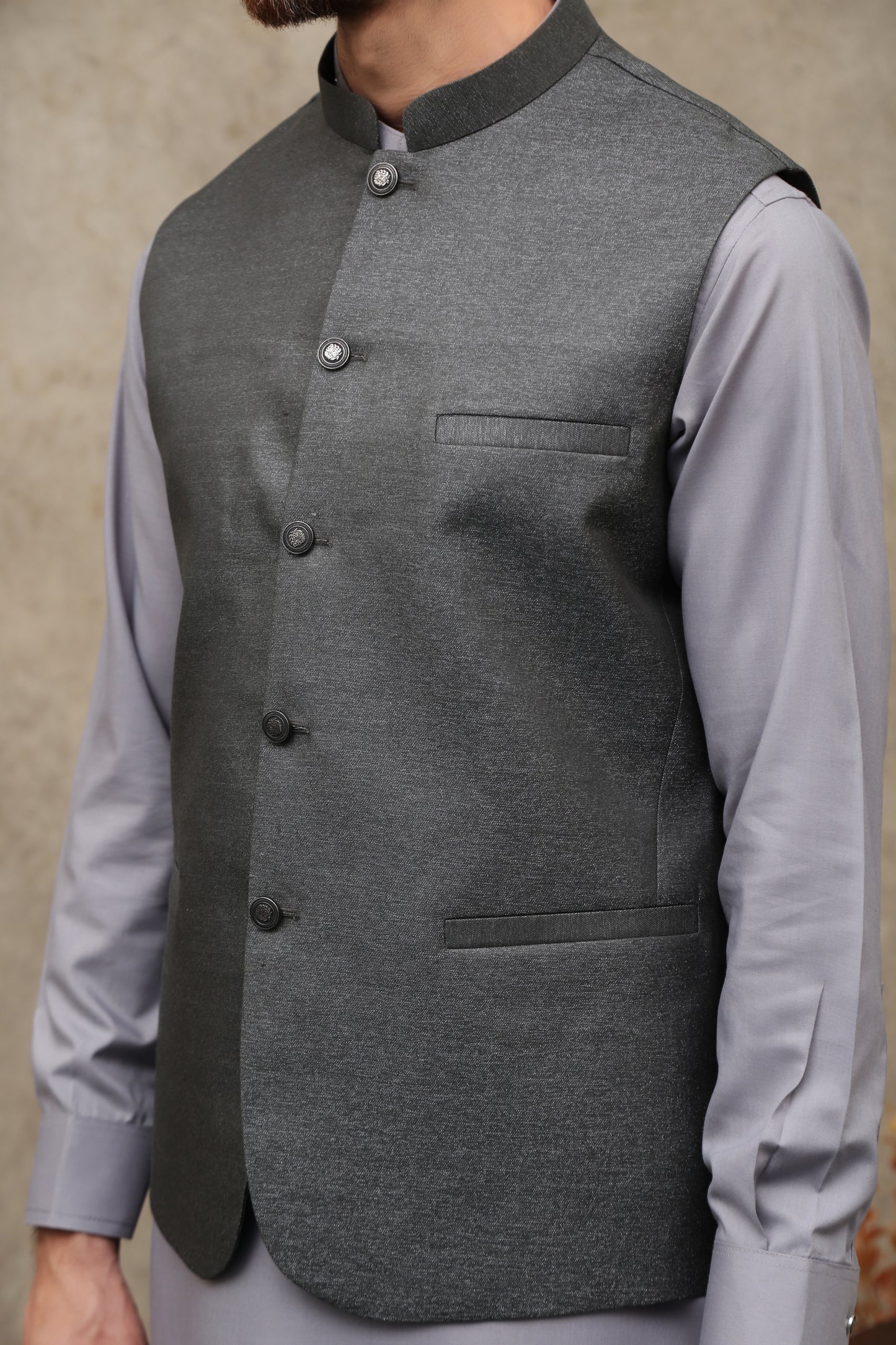 GREEN/GREY SHINING MEN'S WAIST COAT