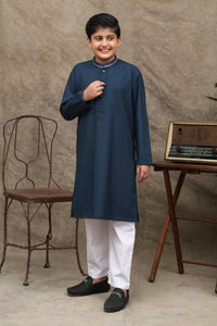 STONE BLUE KINDER-WASH & WEAR KURTA