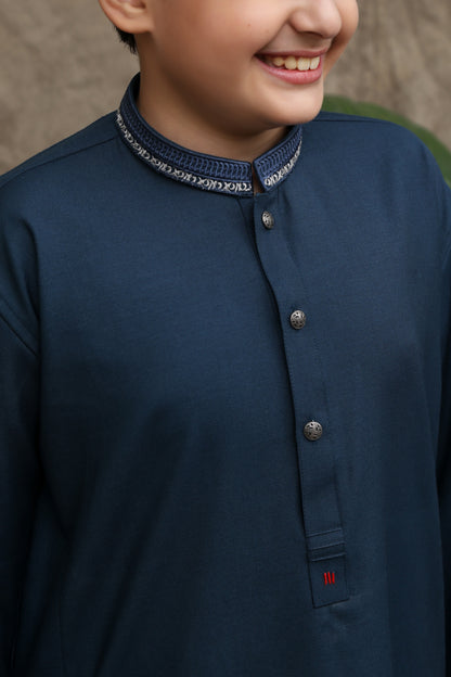 STONE BLUE COTTON KURTA  KIDS WEAR - maqsood.pk