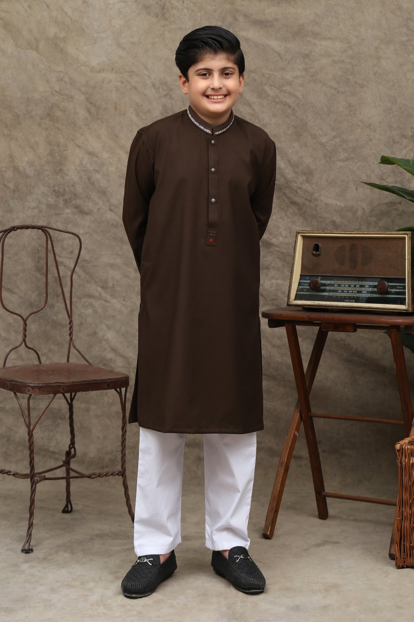 UMBER BROWN COTTON KURTA  KIDS WEAR - maqsood.pk