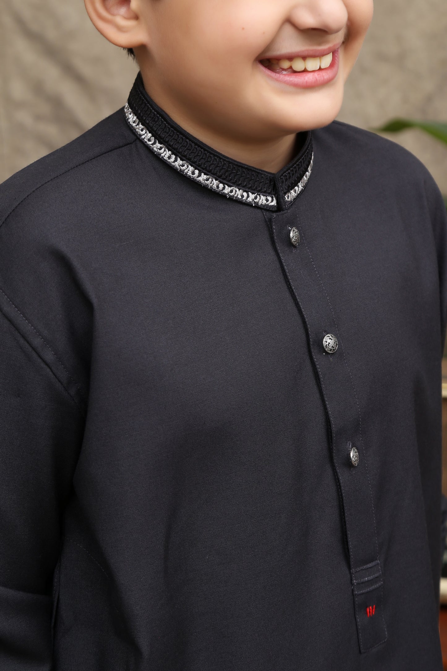 JADE BLACK COTTON KURTA  KIDS WEAR - maqsood.pk