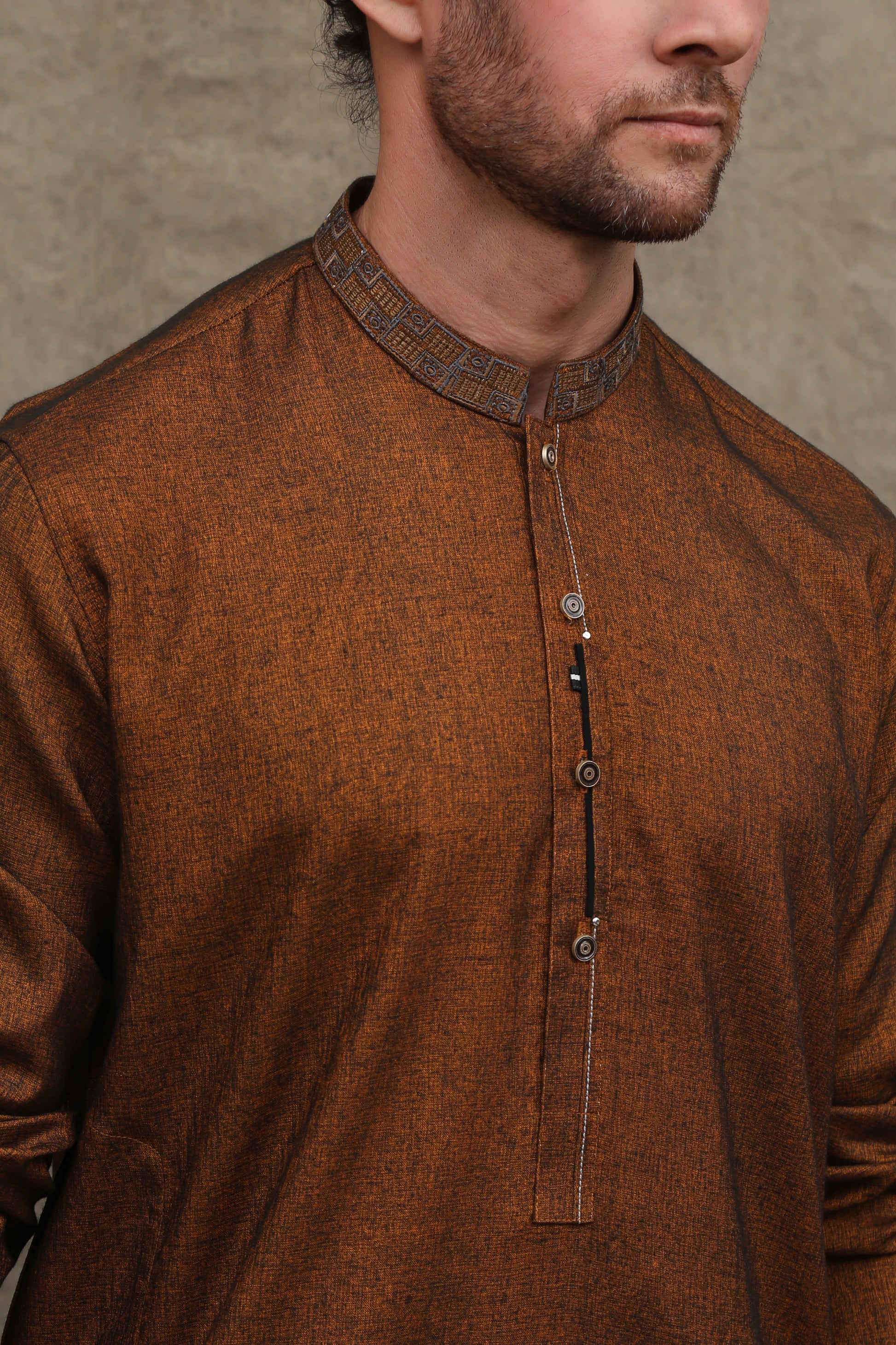 RUSTIC COPPER MEN'S COTTON KURTA | - maqsood.pk