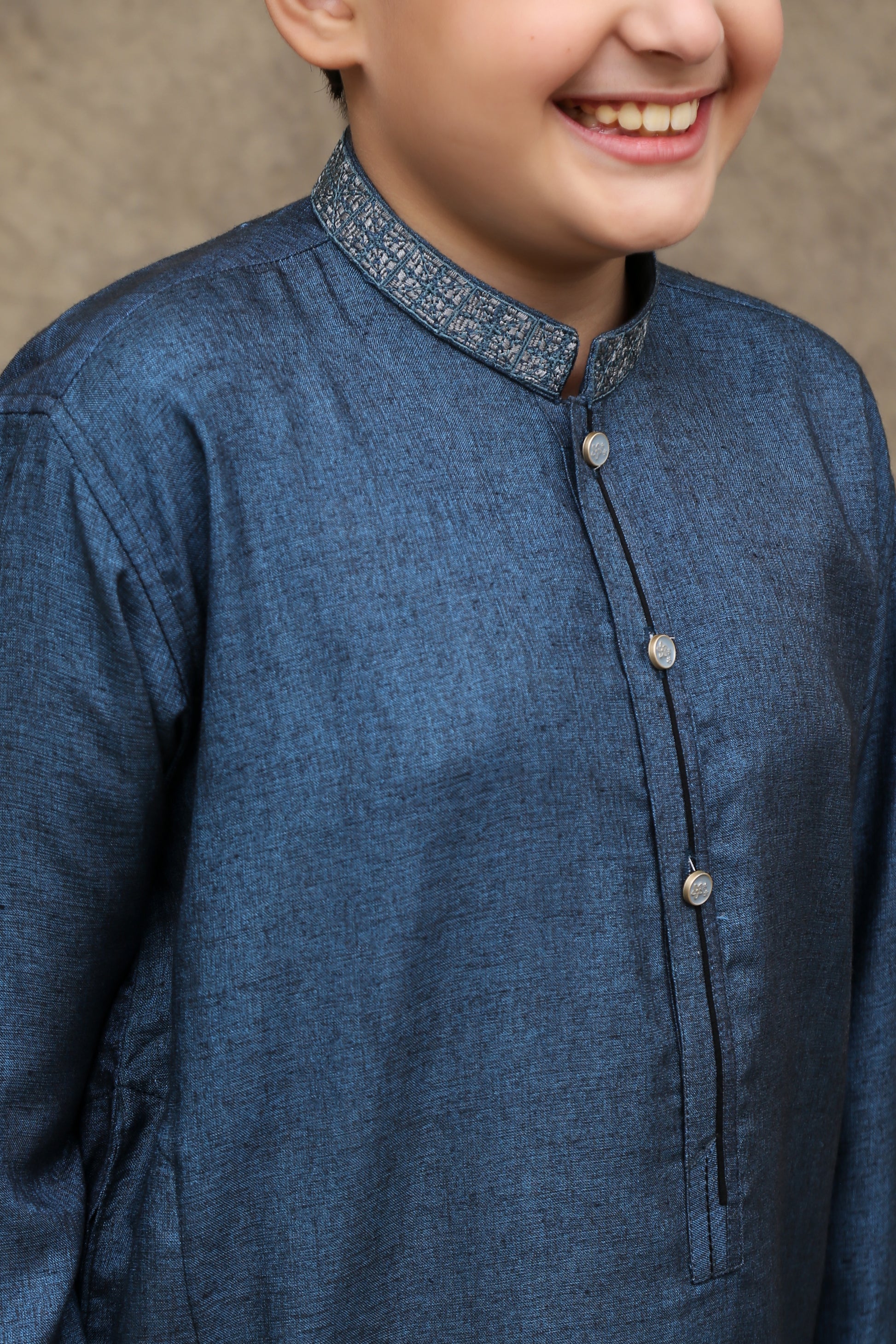 TRUE BLUE COTTON KURTA  KIDS WEAR - maqsood.pk