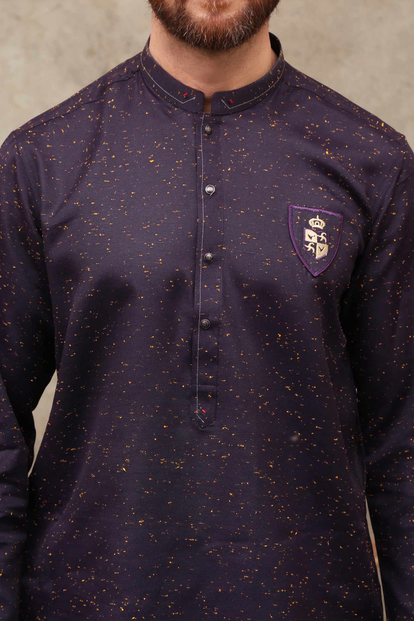 PURPLE DOTTED MEN'S COTTON KURTA