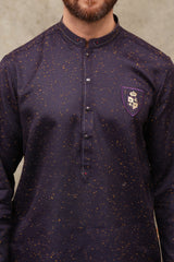 VIOLET GEPUNKTETE BAUMWOLL-KURTA FÜR HERREN