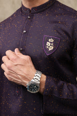VIOLET GEPUNKTETE BAUMWOLL-KURTA FÜR HERREN