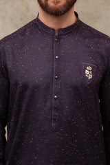 VIOLET GEPUNKTETE BAUMWOLL-KURTA FÜR HERREN