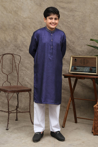 DARK BLUE COTTON KURTA  KIDS WEAR - maqsood.pk