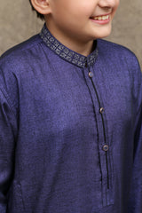 DARK BLUE COTTON KURTA  KIDS WEAR - maqsood.pk