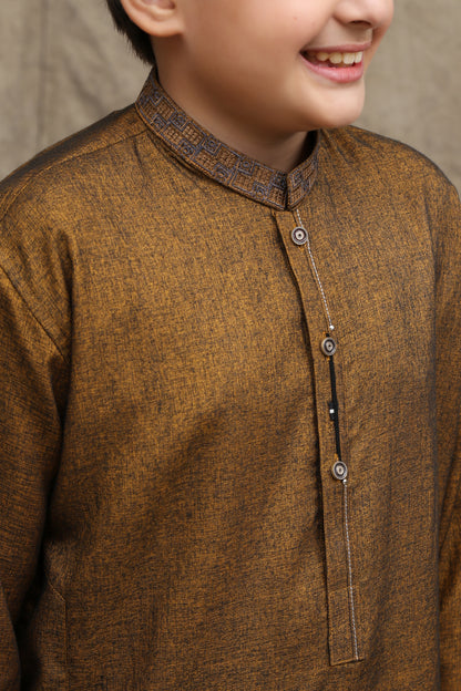 RUSTIC COPPER COTTON KURTA  KIDS WEAR - maqsood.pk