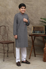 BLACK & WHITE COTTON KURTA  KIDS WEAR - maqsood.pk