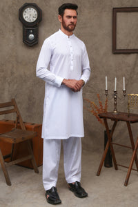 WEISSE BAUMWOLLE KAMEEZ SHALWAR FÜR HERREN